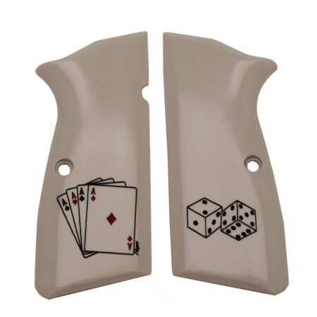 Hogue Hi-Power scrim Ivy Ploy Aces w/Dice Grip Ivory Polymer